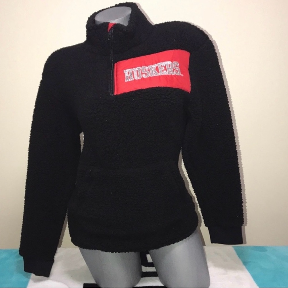Victorias Secret Pink College Sherpa Fleece Cozy Jacket Quarter Zip. Size XSMALL